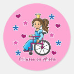 Wheelchair Princess Classic Round Sticker at Zazzle