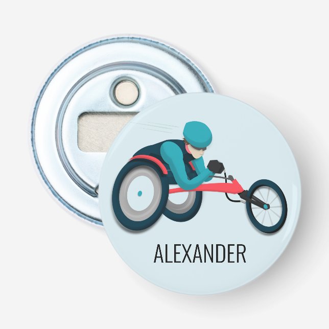 Wheelchair Racing Bottle Opener (Front)