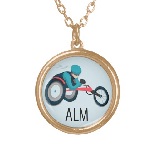 Wheelchair Racing Gold Plated Necklace