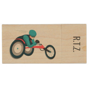 Wheelchair Racing Wood Flash Drive