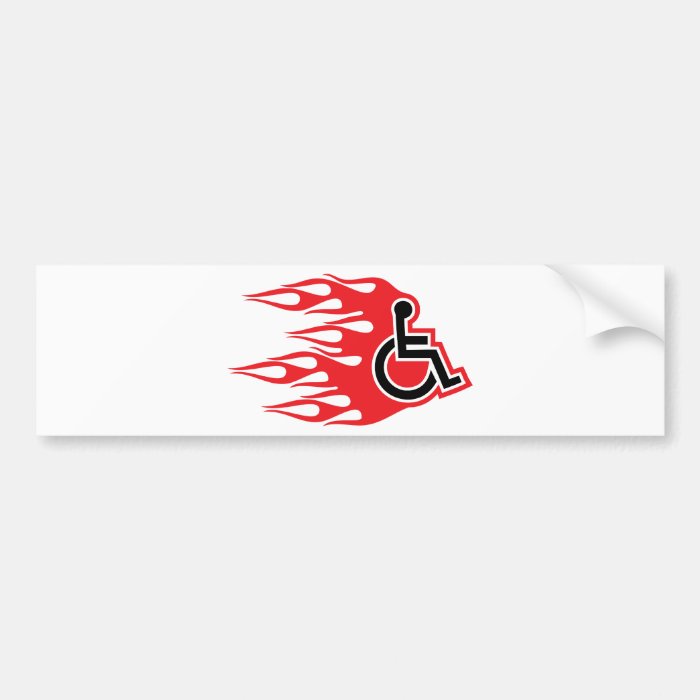 Wheelchair rocket flames bumper sticker