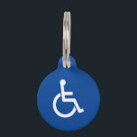 Wheelchair sign small pet tag for dog or cat<br><div class="desc">Custom color wheelchair sign small pet tag for dog or cat. Personalized name tag for dogs and cats. Custom colored round label with pet name and phone number. Attach easily to collar. Also available in big size for bigger animals. Double sided print. Handy for rescue dogs, blind dogs, medical info...</div>