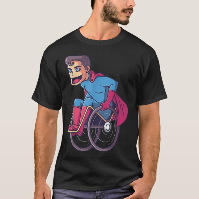 Wheelchair Superhero I Amputee Handicap Disability T-Shirt (Front)