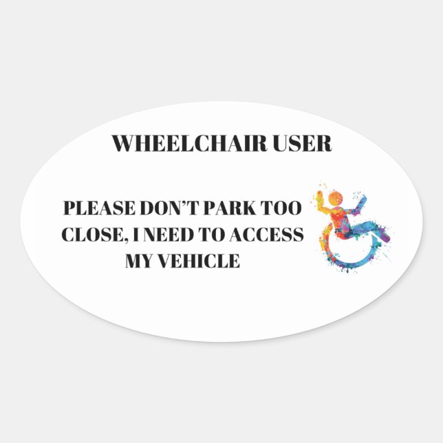 Wheelchair User Access Oval Sticker (Front)