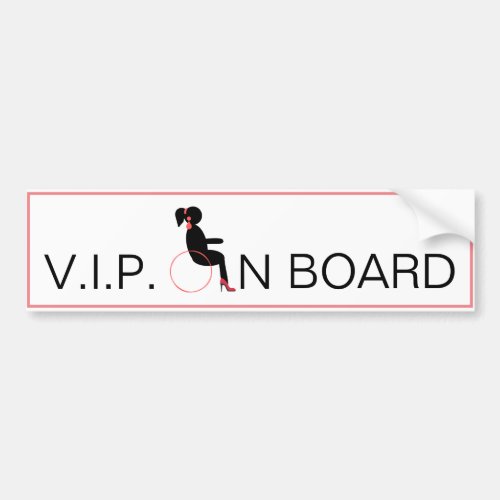 Wheelchair VIP On Board Fun Female Pink Bumper Sticker