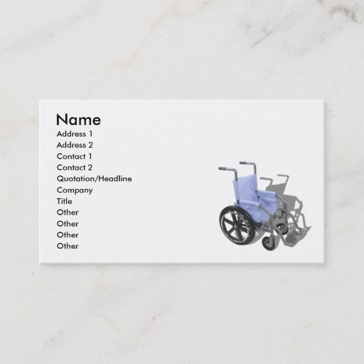 Customizable WheelchairBlueSeat073110, Name, Address 1, Addr... Business Card Template