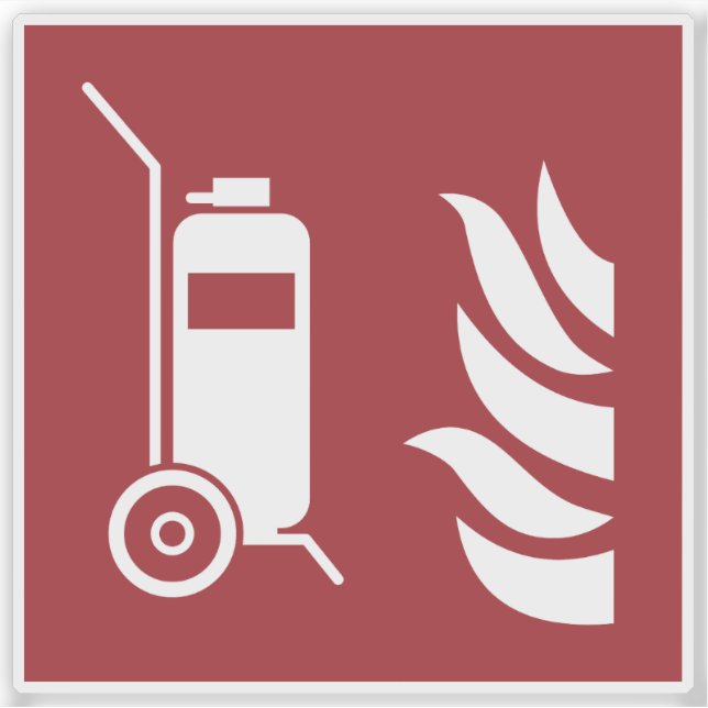Wheeled Fire Extinguisher Safety Sign Sticker (Front)