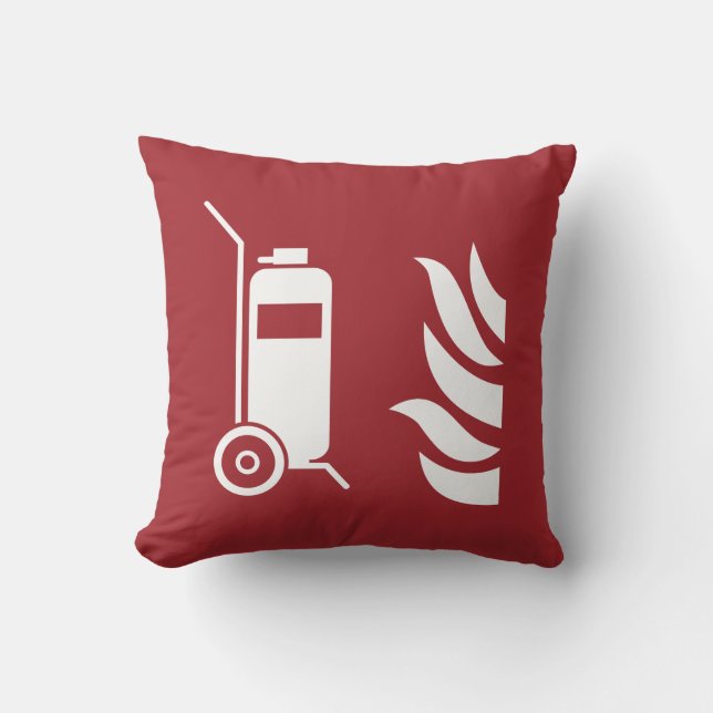Wheeled Fire Extinguisher Safety Sign Throw Pillow (Front)