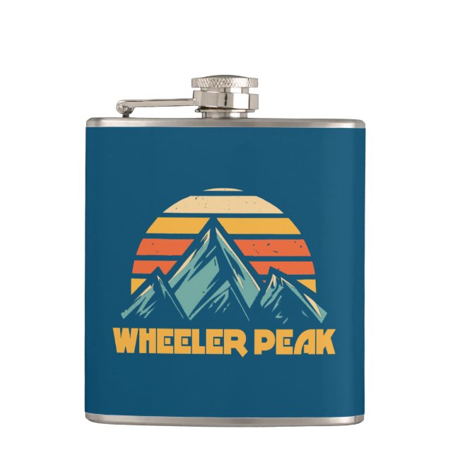 Wheeler Peak New Mexico Retro Turquoise Flask (Front)
