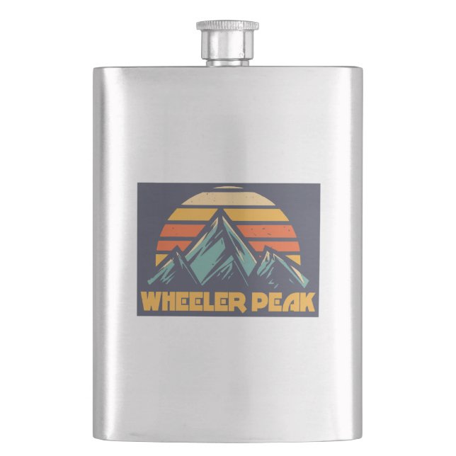 Wheeler Peak New Mexico Retro Turquoise Flask (Front)