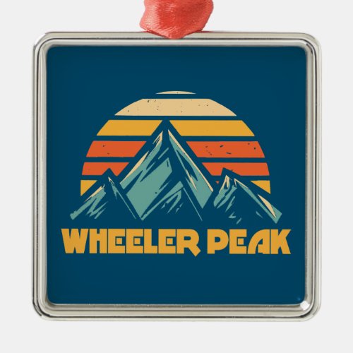 Wheeler Peak New Mexico Retro Turquoise Metal Ornament