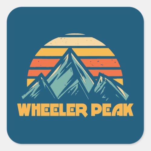 Wheeler Peak New Mexico Retro Turquoise Square Sticker