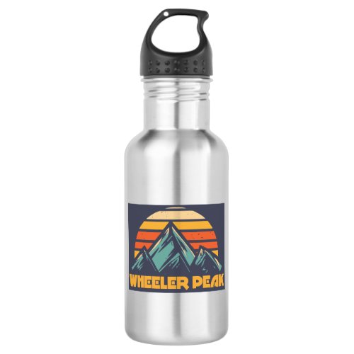 Wheeler Peak New Mexico Retro Turquoise Stainless Steel Water Bottle