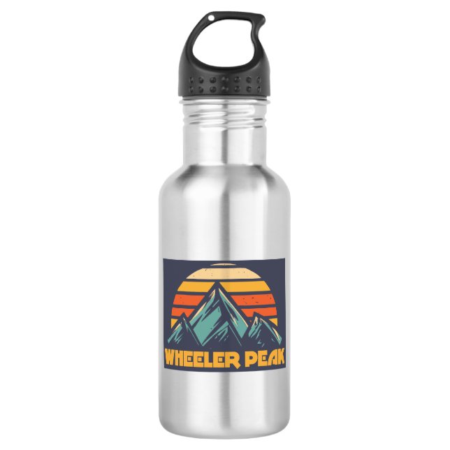 Wheeler Peak New Mexico Retro Turquoise Stainless Steel Water Bottle (Front)