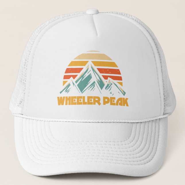 Wheeler Peak New Mexico Retro Turquoise Trucker Hat (Front)