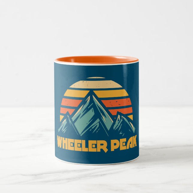 Wheeler Peak New Mexico Retro Turquoise Two-Tone Coffee Mug (Center)