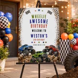 Wheelie Awesome Monster Truck 4Th Birthday boy Foam Board