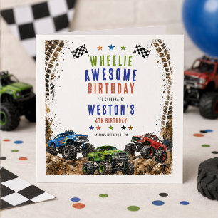Wheelie Awesome Monster Truck 4Th Birthday boy  Napkins