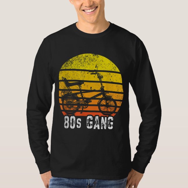 Wheelie Bike High-Riser 80s Biker Gang Hipster Vin T-Shirt (Front)