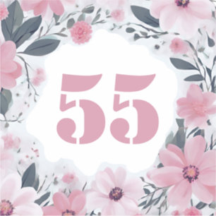 Wheelie Bin House Number Pastel Pink Flowers Sticker