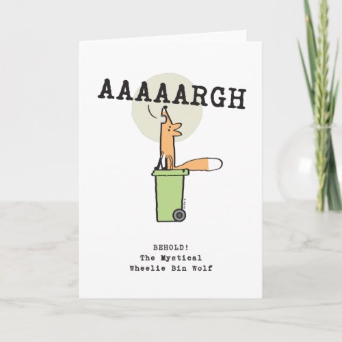 Wheelie Bin Wolf Greeting Card