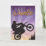 Wheelie Great Purple Sky Dirt Bike Birthday Card