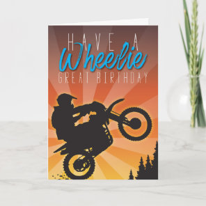 Wheelie Great Rust Sunset Dirt Bike Birthday Card
