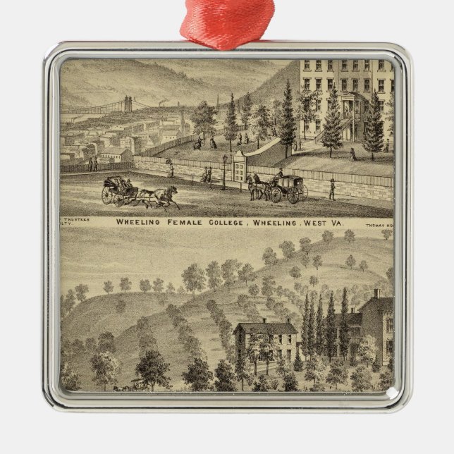 Wheeling Female College, Wheeling Metal Ornament (Front)