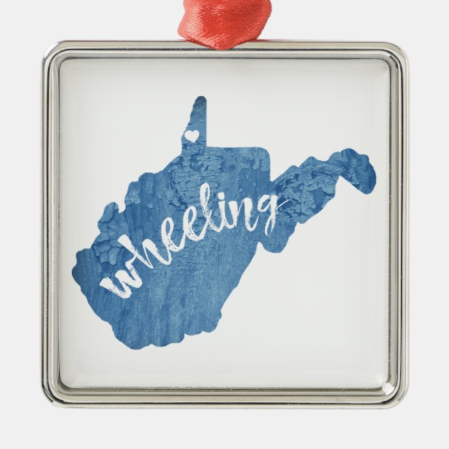 Wheeling West Virginia Wood Grain Metal Ornament (Front)