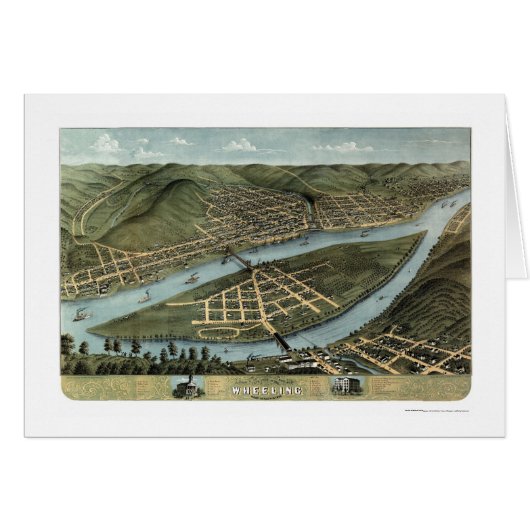 Wheeling, WV Panoramic Map - 1870 Cards (Front Horizontal)