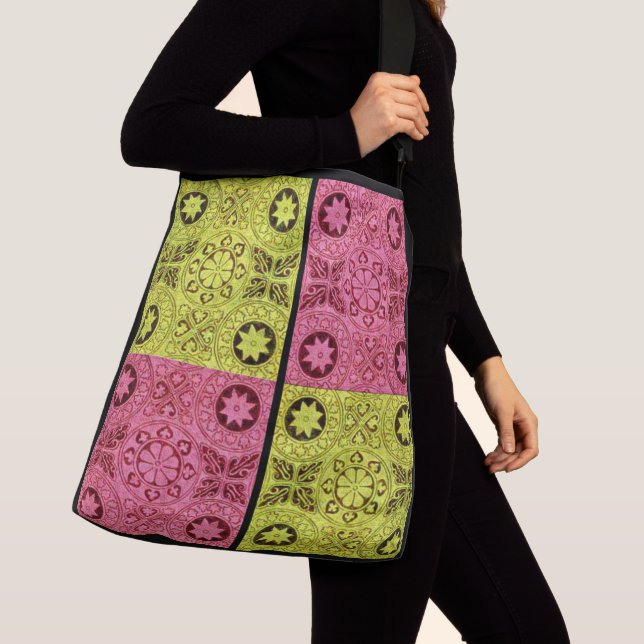wheels and stars in pink and yellow crossbody bag (Close Up)