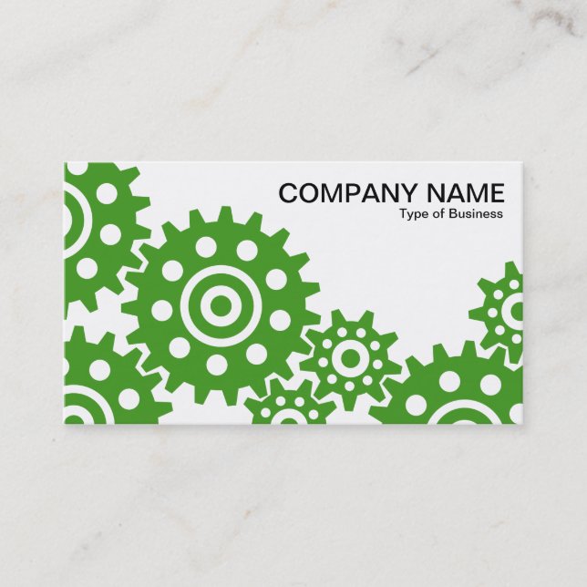 Wheels of Industry - Avocado Green and White Business Card (Front)