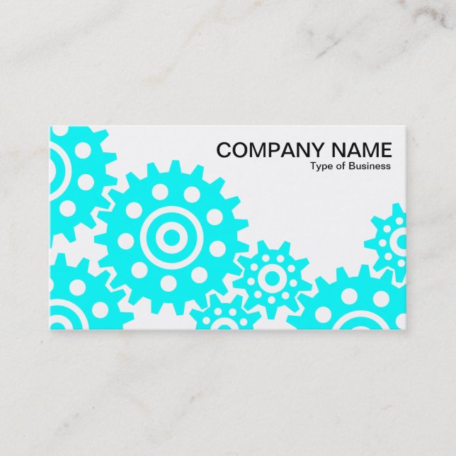 Wheels of Industry - Cyan and White Business Card (Front)