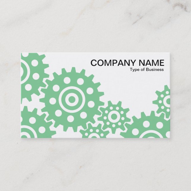 Wheels of Industry - Faded Green and White Business Card (Front)
