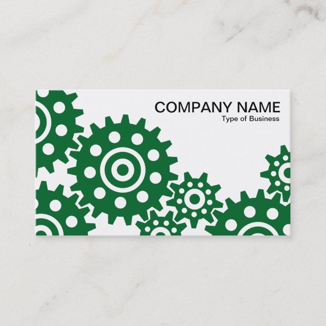 Wheels of Industry - Forest Green and White Business Card (Front)