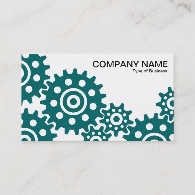 Wheels of Industry - Moss Green and White Business Card (Front)