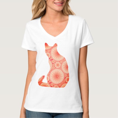 Wheels of Light Cat _ coral orange T_Shirt