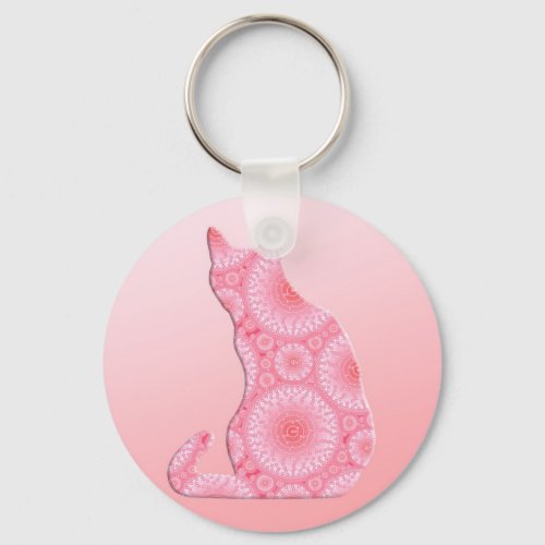 Wheels of Light Cat _ coral pink Keychain
