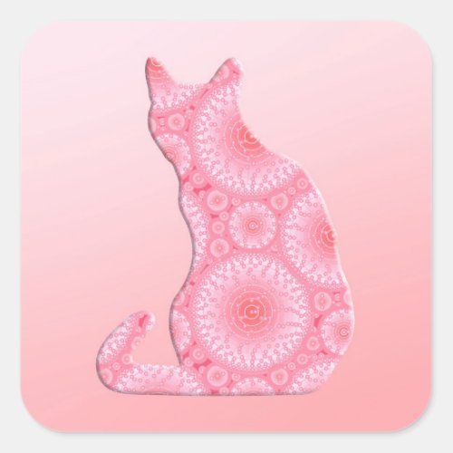 Wheels of Light Cat _ coral pink Square Sticker