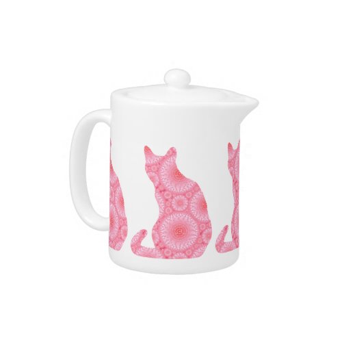 Wheels of Light Cat _ coral pink Teapot