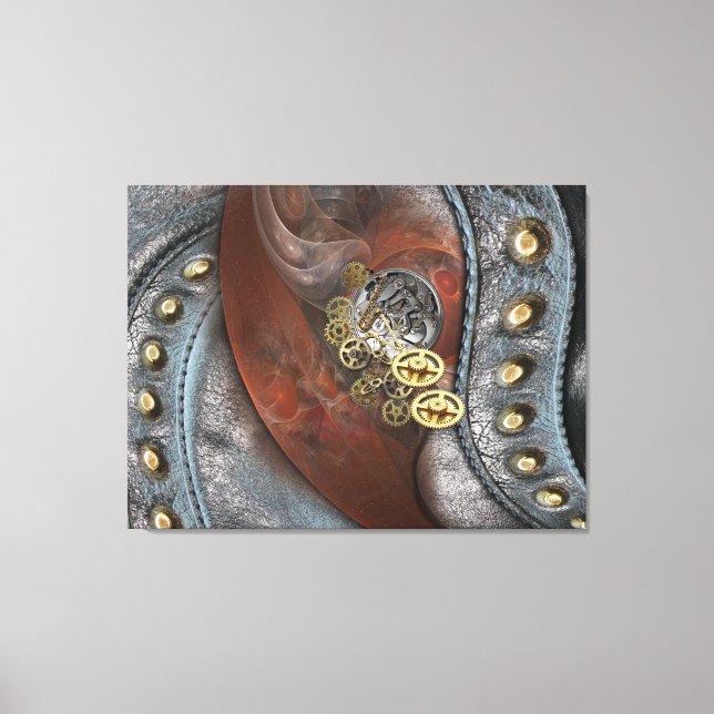 Wheels of Time on Leather Canvas Print (Front)