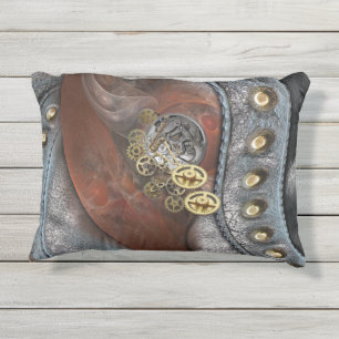 Wheels of Time on Leather Outdoor Pillow