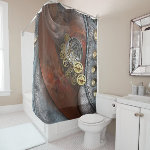Wheels of Time on Leather Shower Curtain