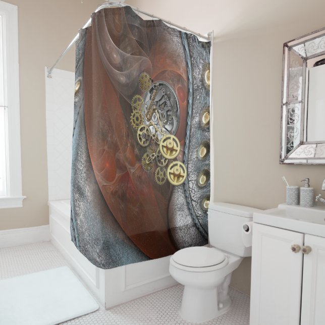 Wheels of Time on Leather Shower Curtain (In Situ)