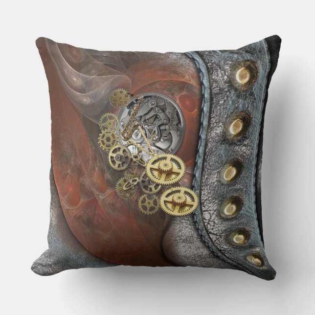 Wheels of Time on Leather Throw Pillow (Front)