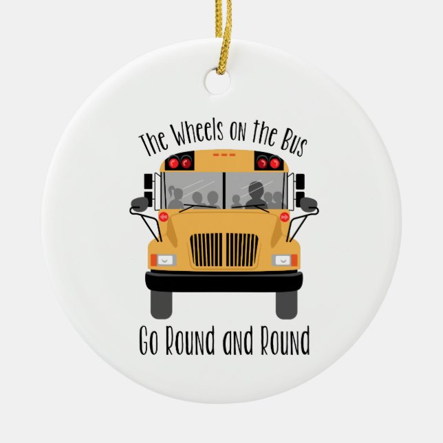 Wheels On The Bus Ceramic Ornament (Front)