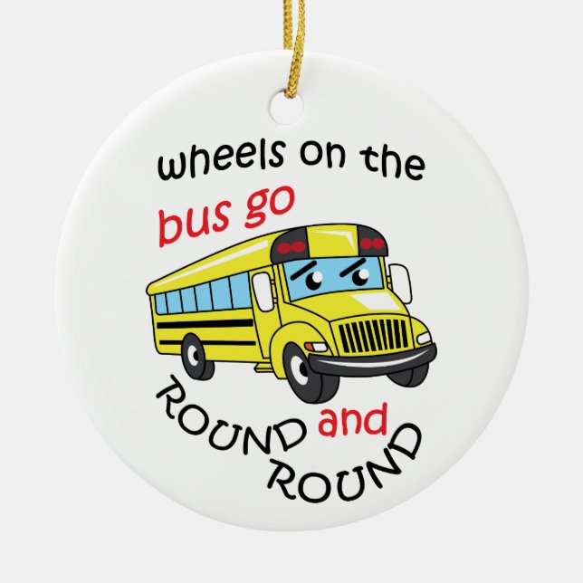 Wheels On the Bus Ceramic Ornament (Front)