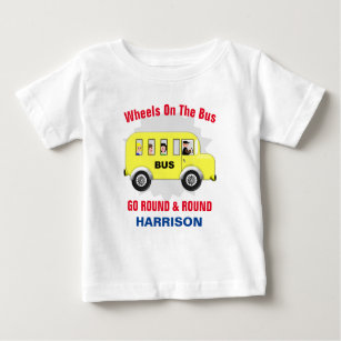 Wheels On The Bus Kids Cute Personalized Baby T-Shirt