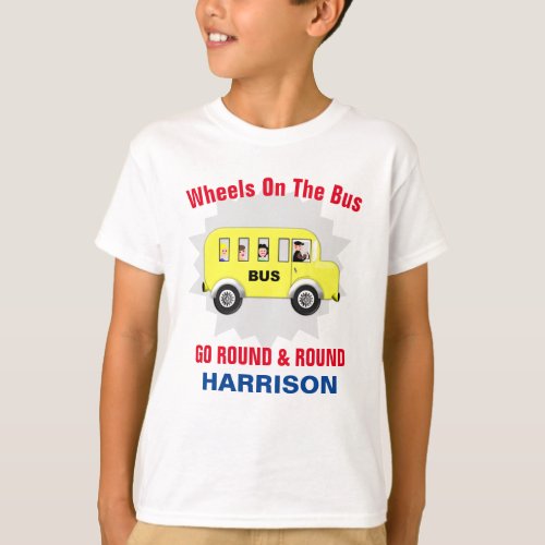 Wheels On The Bus Kids Cute Personalized T_Shirt