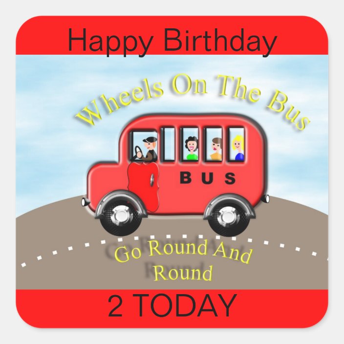 Wheels On The Bus Red Label Sticker Cake Topper Zazzle Com
